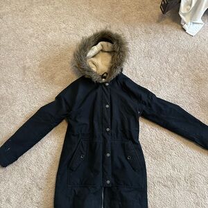 Girls XS Roxy long winter coat with fur hood